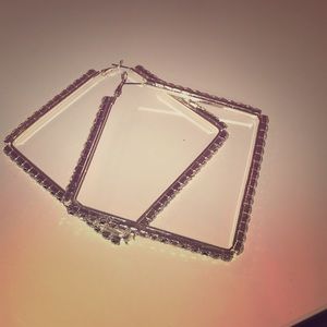 Fashion Nova Large Square Diamond Earrings